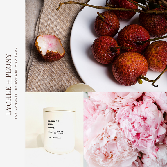 lychee + peony soy candle